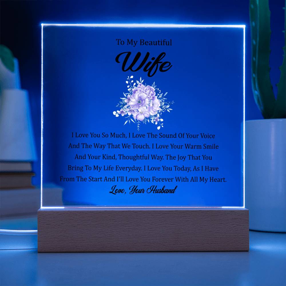 To My Beautiful Wife | Printed Square Acrylic Plaque