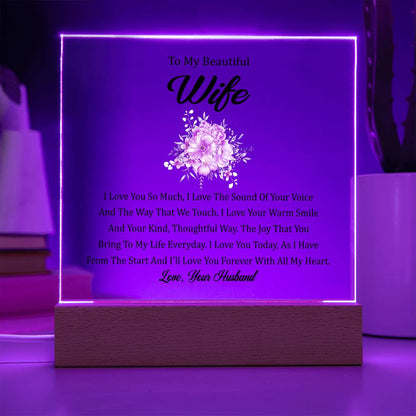 To My Beautiful Wife | Printed Square Acrylic Plaque