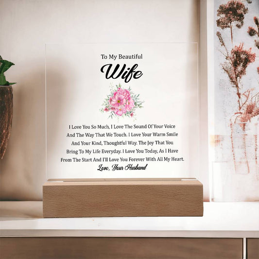 To My Beautiful Wife | Printed Square Acrylic Plaque