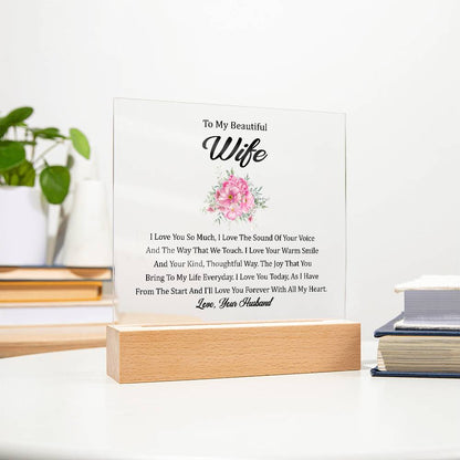 To My Beautiful Wife | Printed Square Acrylic Plaque