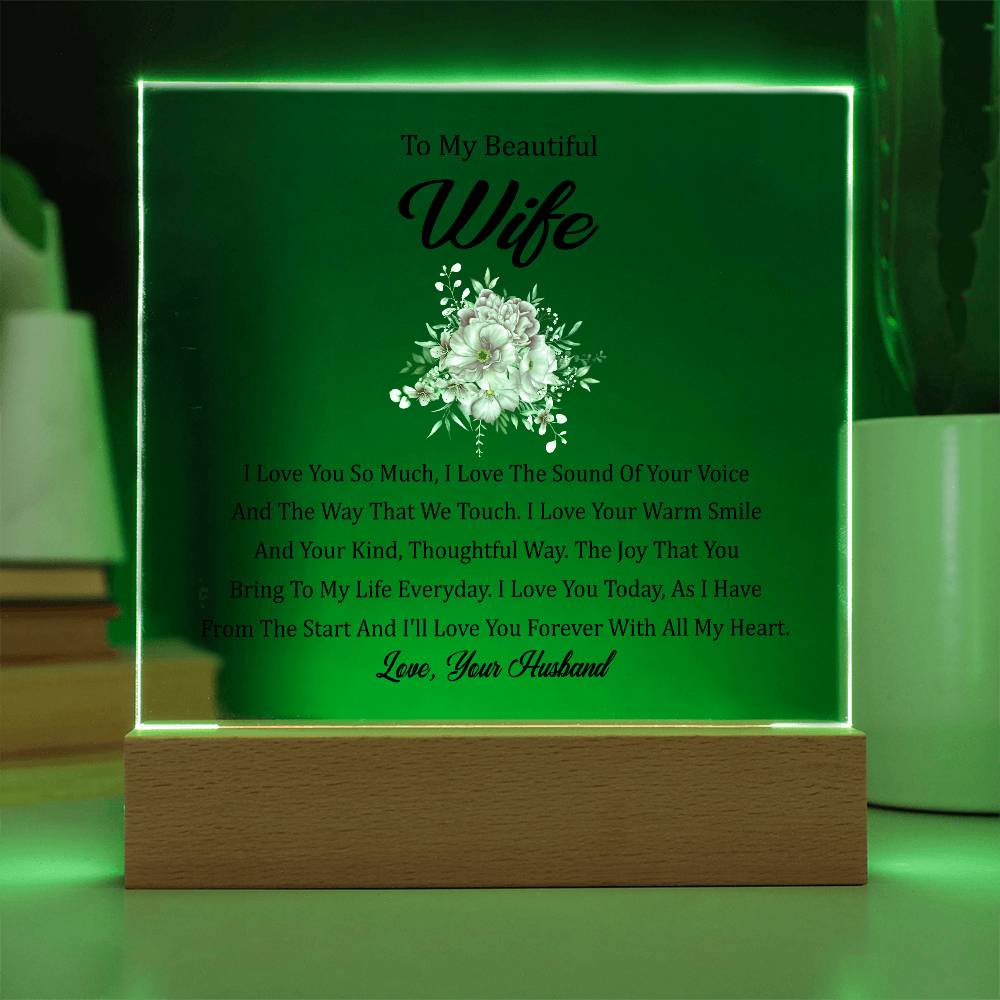 To My Beautiful Wife | Printed Square Acrylic Plaque