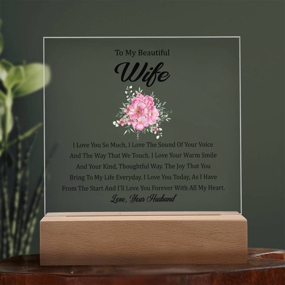 To My Beautiful Wife | Printed Square Acrylic Plaque