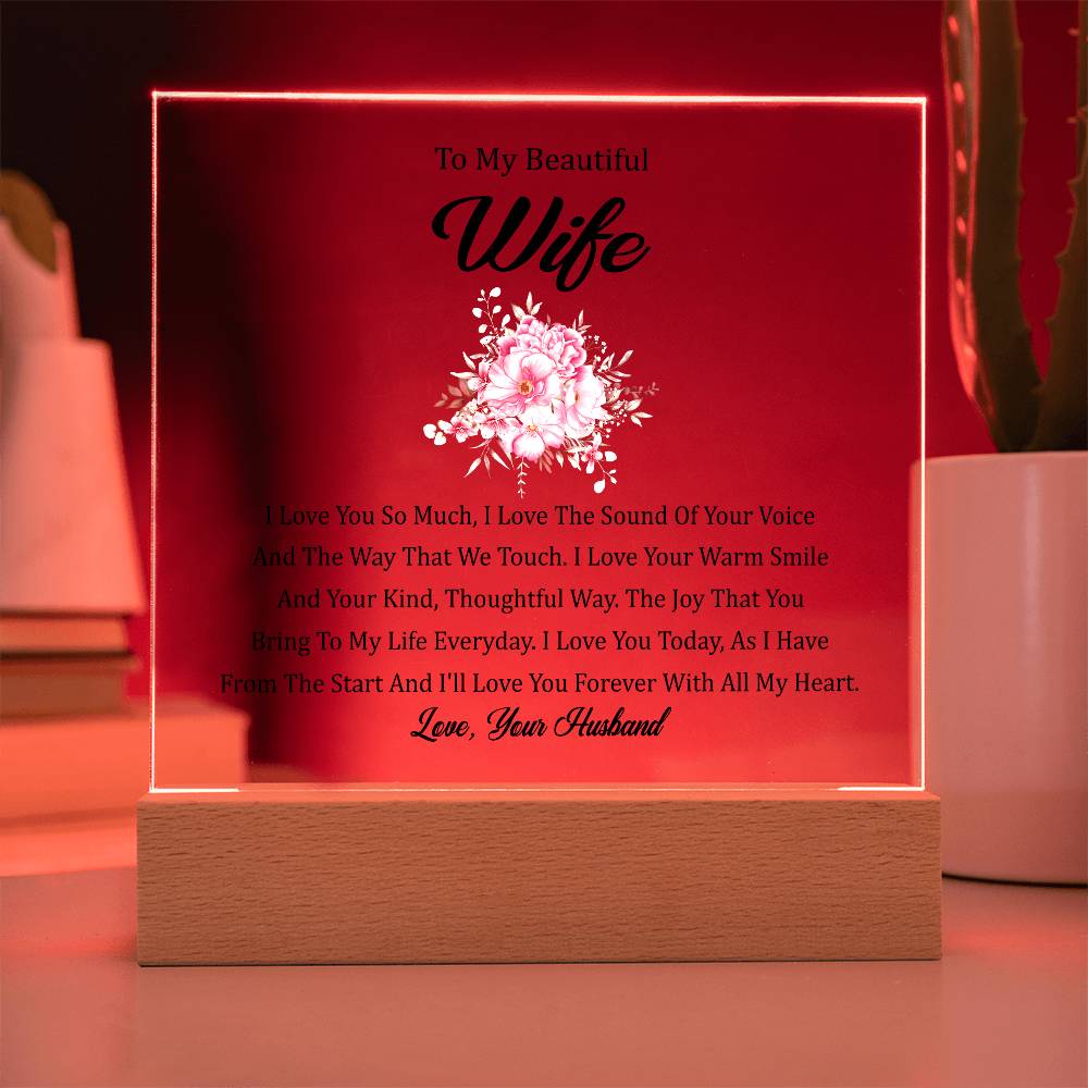 To My Beautiful Wife | Printed Square Acrylic Plaque