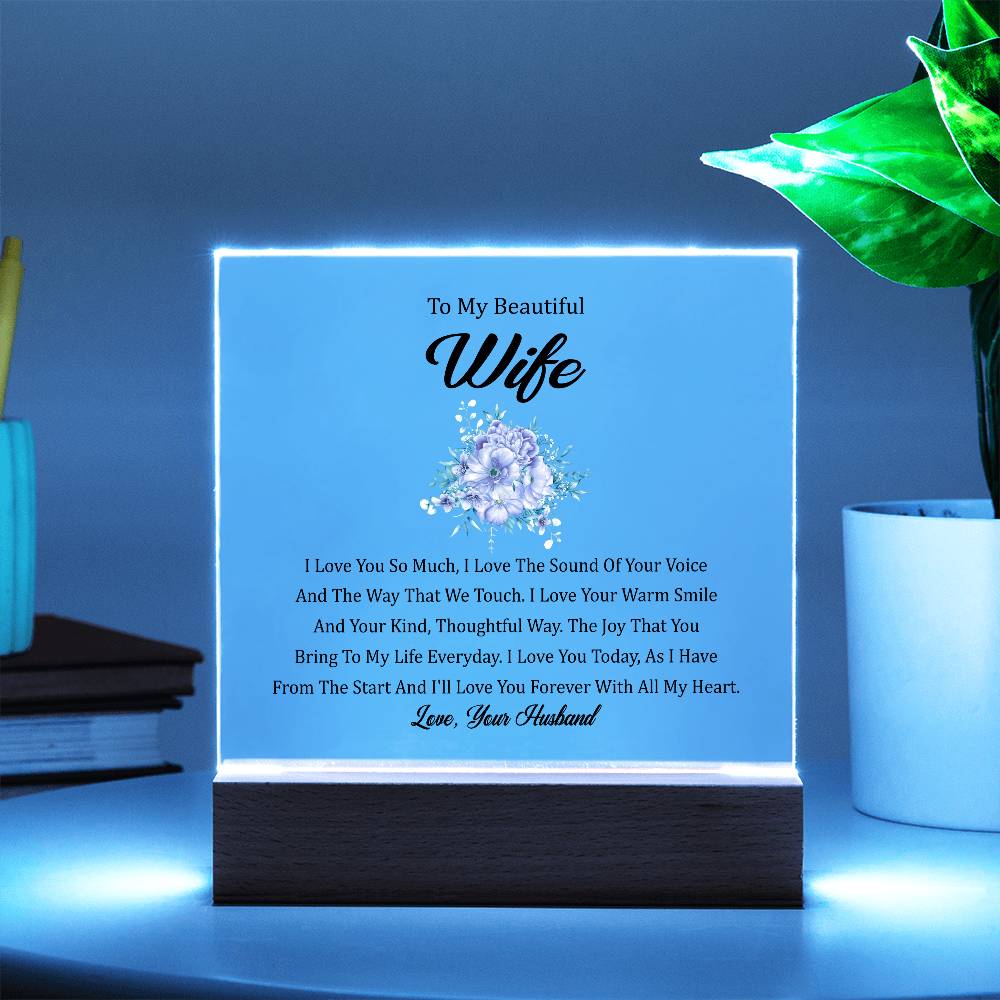 To My Beautiful Wife | Printed Square Acrylic Plaque