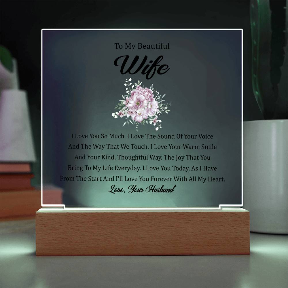 To My Beautiful Wife | Printed Square Acrylic Plaque